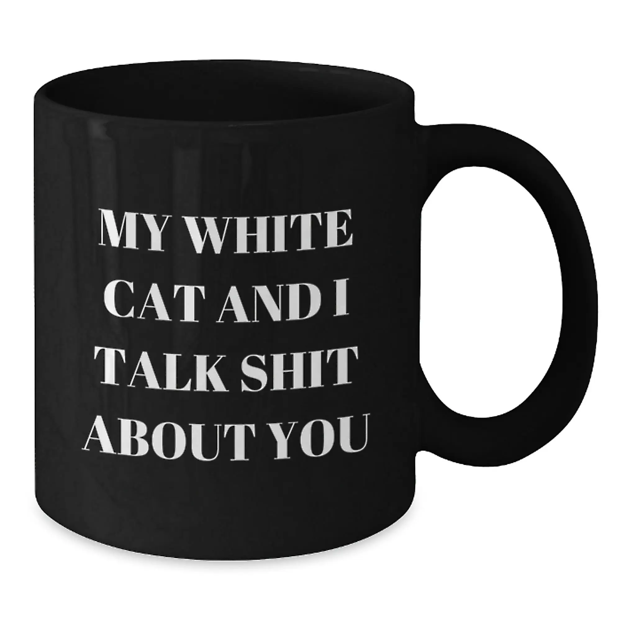 Funny White Cat Black Coffee Mugs for White Cat Lovers Gifts from Family Friends, Unique Father's Day Unique Gifts for Men Women - Additional