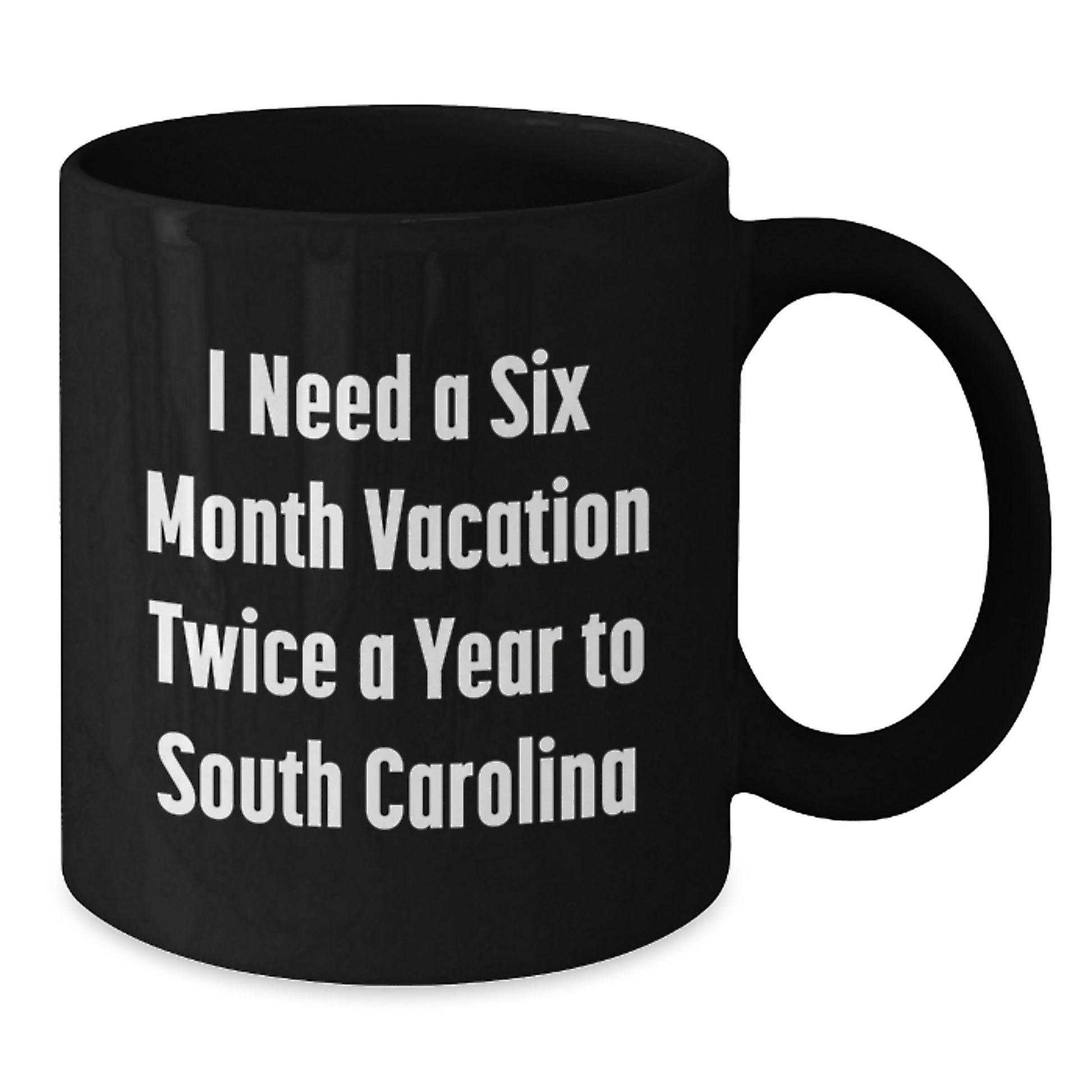 Funny South Carolina Gifts for Men from Friends - 'I Need A Six Month Vacation Twice A Year' Black Coffee Mug for Birthday - Additional