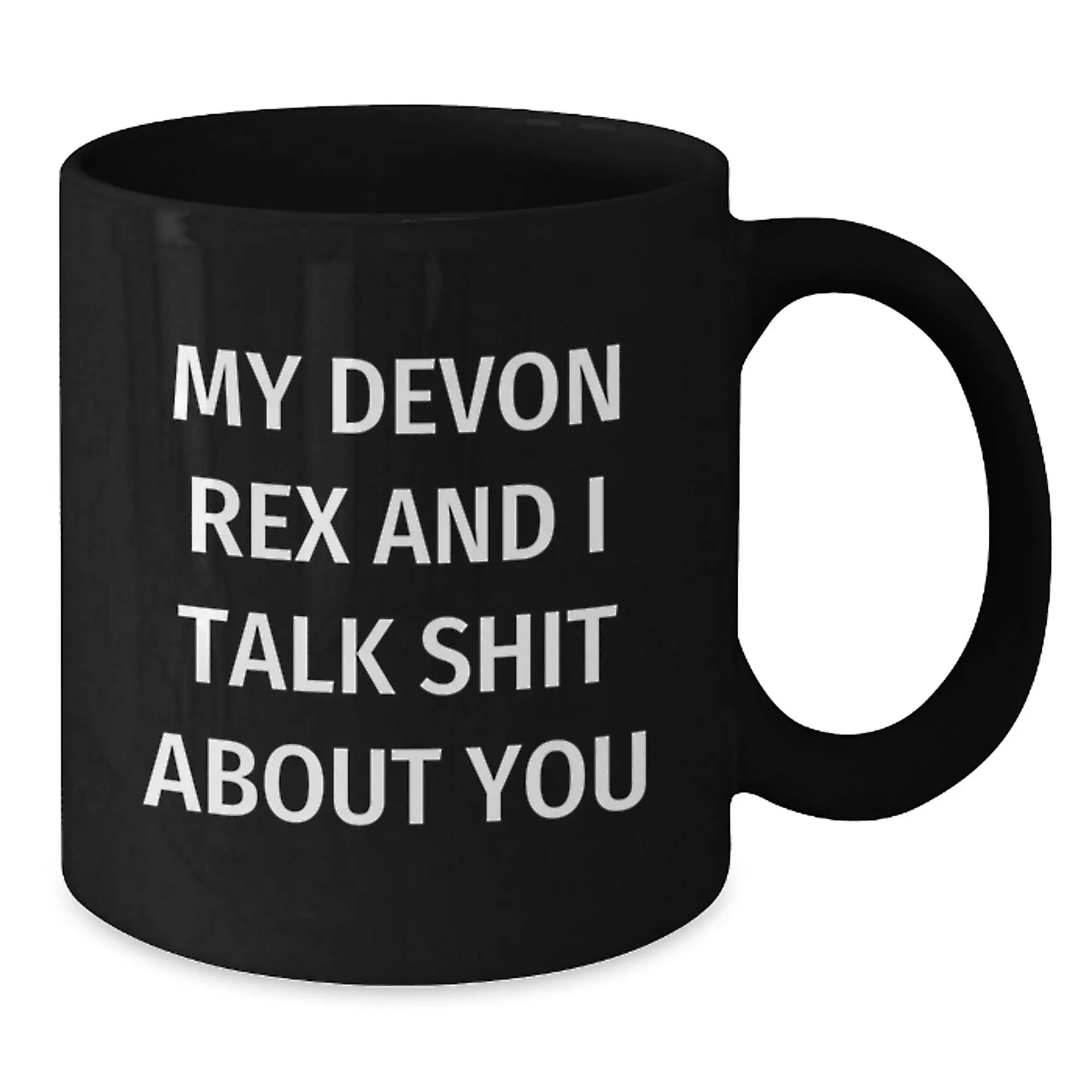 Funny Devon Rex Cat Gifts from Friends, Black Coffee Mug for Graduation Unique Gifts, My Devon Rex And I Talk Shit About You Humor - Additional