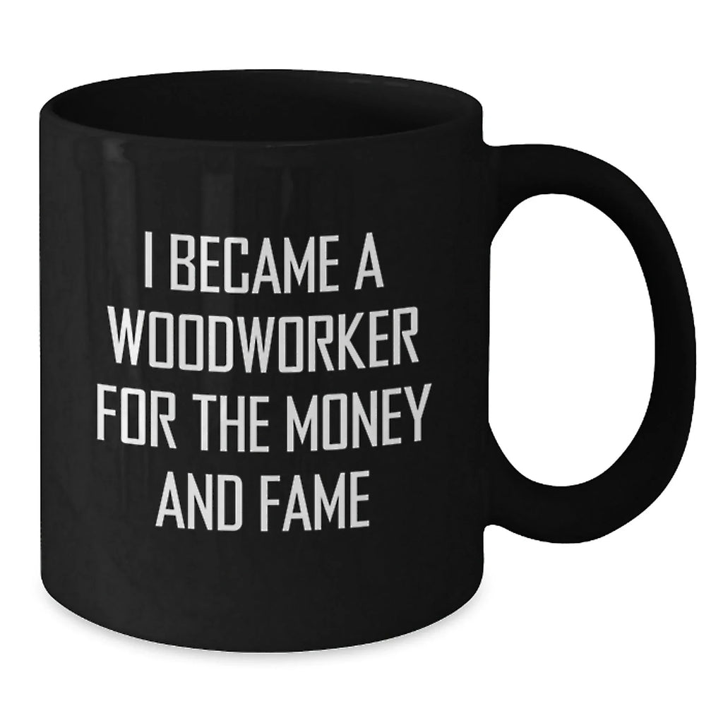Funny Woodworker Gifts for Men, Black Coffee Mug, Christmas Unique Presents from Friends to Family
