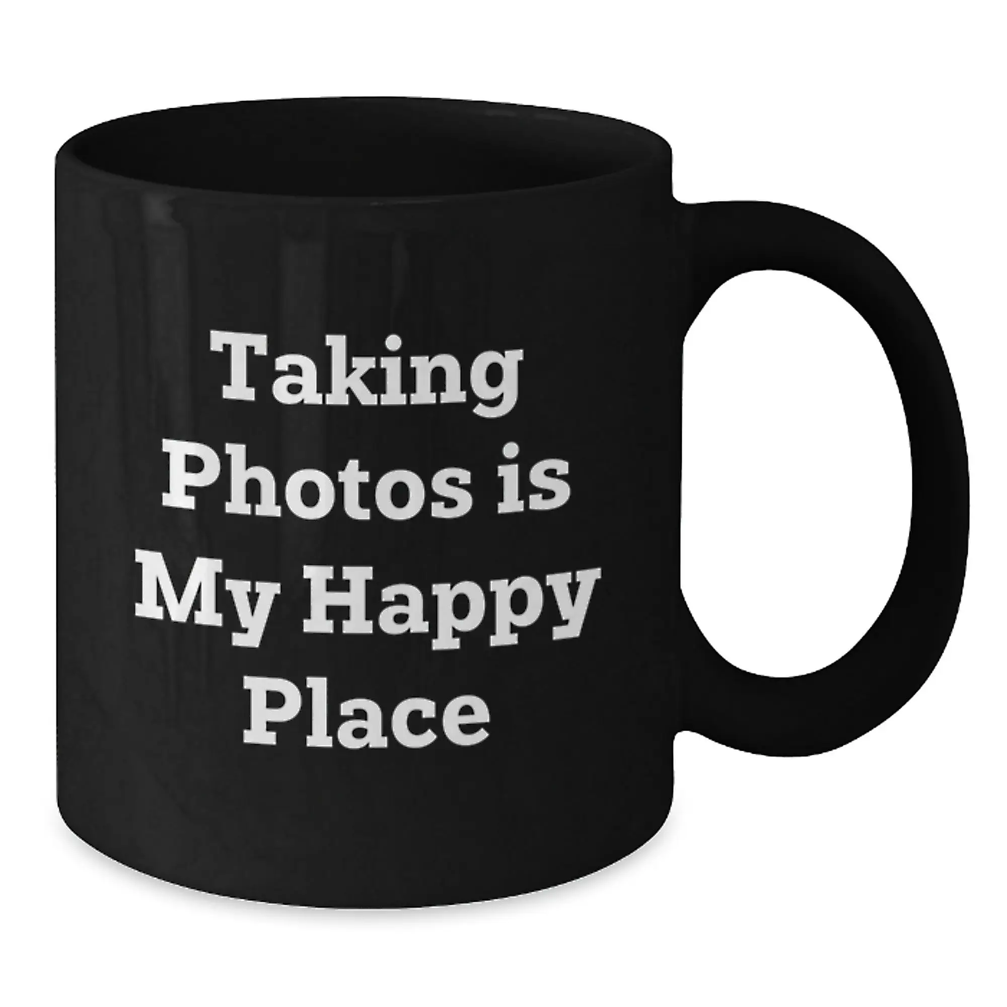 Funny Taking Photos Gifts for Birthday - Black Coffee Mug 'Taking Photos Is My Happy Place' for Men, Women, Friends, Coworkers, Family - Additional
