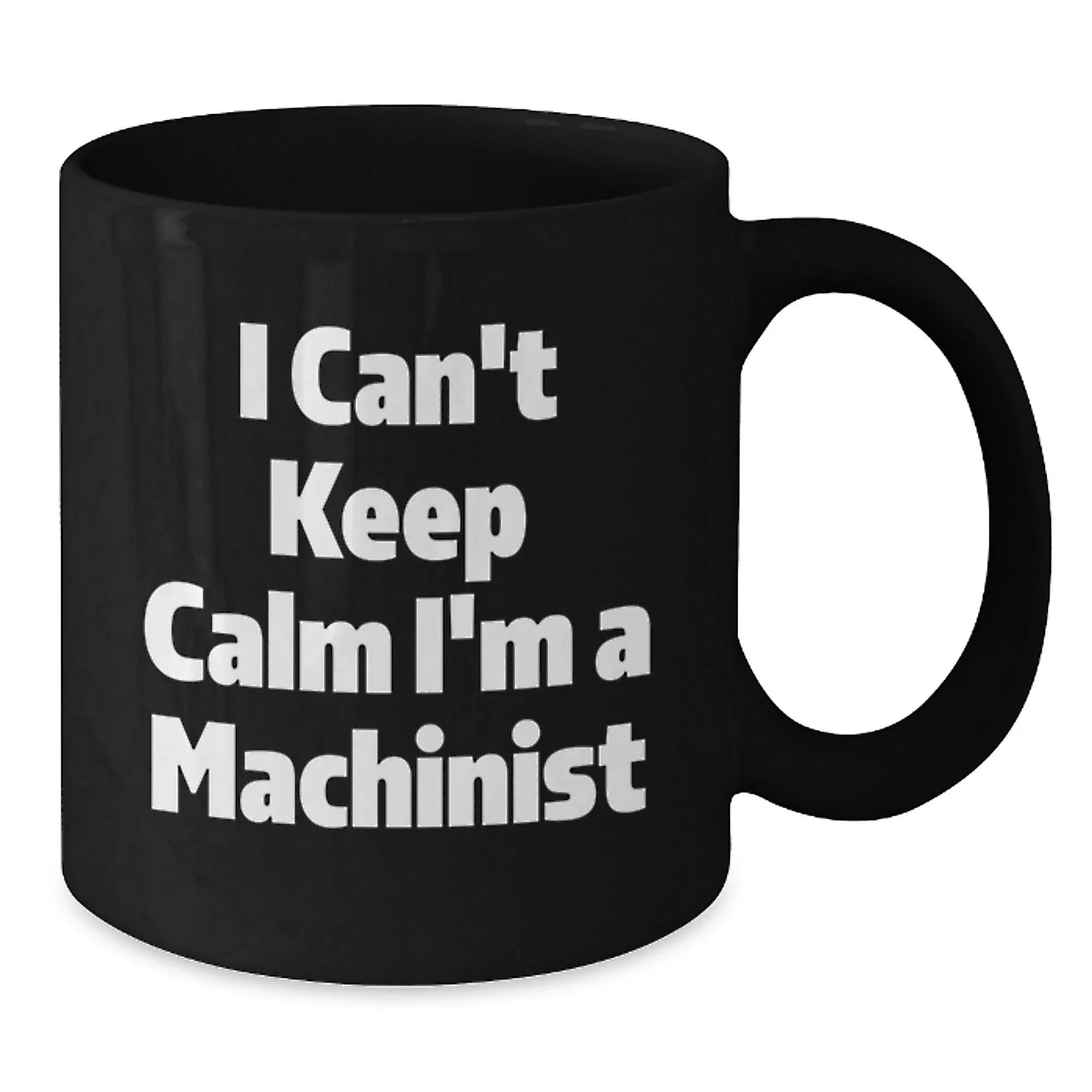 Funny Machinist Gifts for Men, Black Coffee Mug, Christmas Unique Presents from Friends or Family