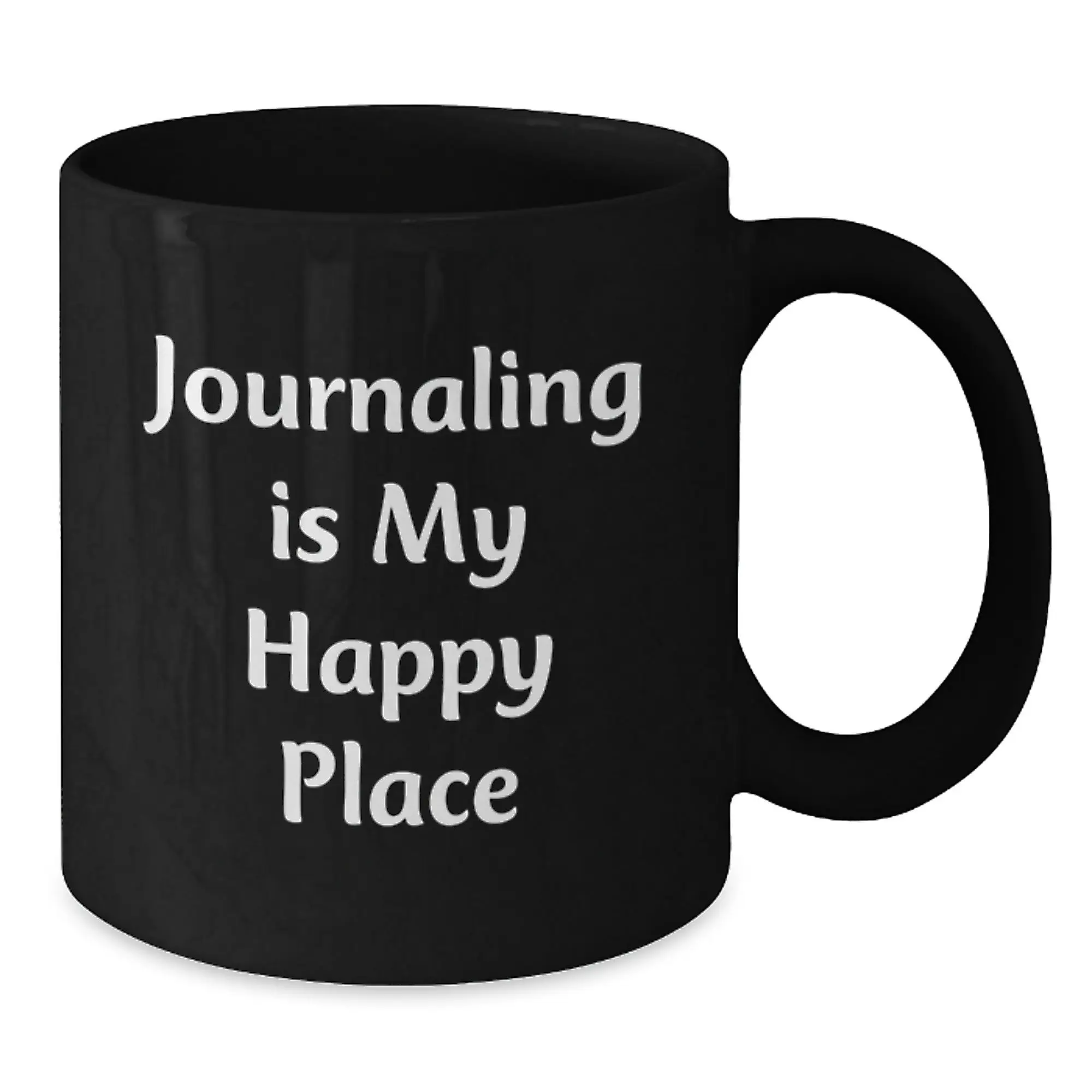 Funny Journaling Gifts from Friends, Inspirational Journaling Is My Happy Place Black Coffee Mug for Graduation Unique Gifts - Additional