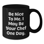 Funny Chef Quote Black Coffee Mugs, Gifts from Friends to Chef, Birthday Unique Gifts, Chef's Inspirational Mug, Black Coffee Mug