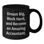 Inspirational Accountant Gifts from Friends for Birthday Unique Mugs - 'Dream Big, Work Hard, And Become An Amazing Accountant.'