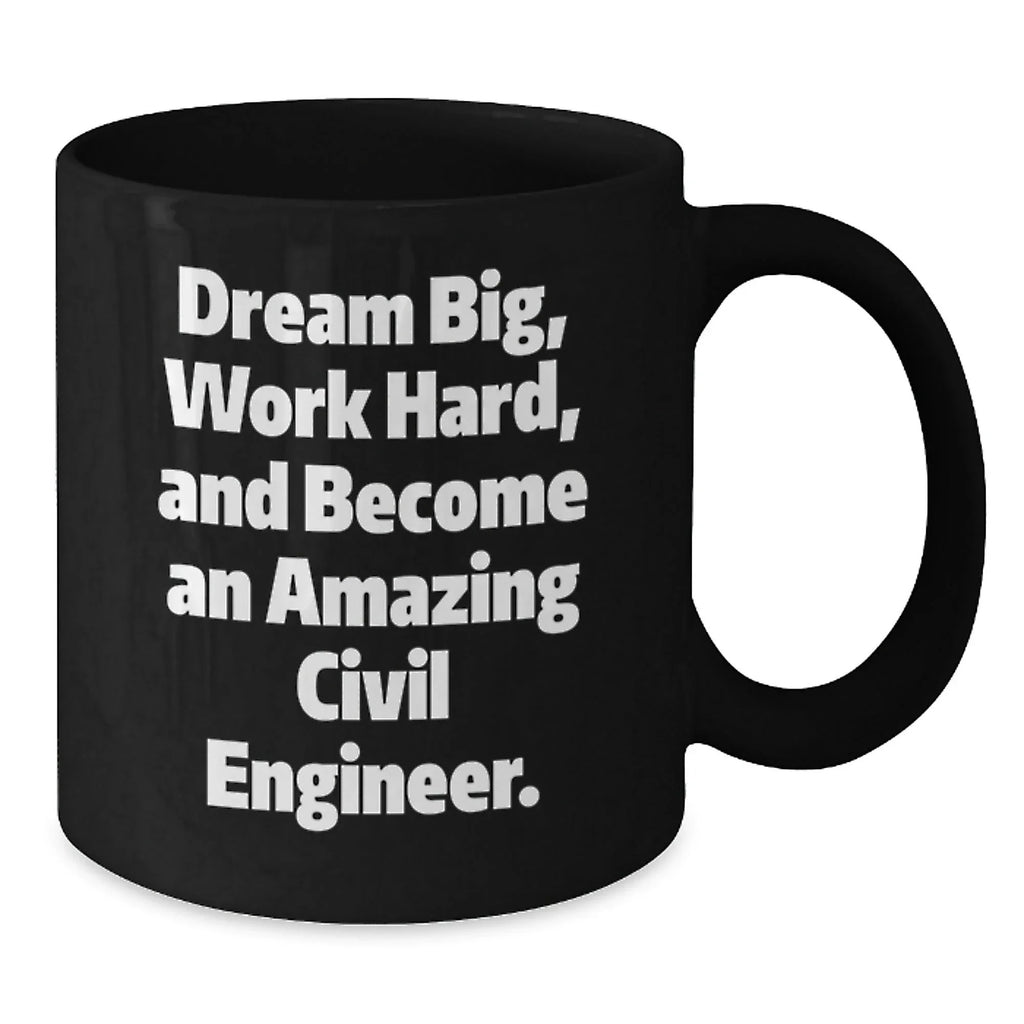 Motivational Civil Engineer Gifts for Men, Funny Black Coffee Mug, Christmas Unique Presents for Friends