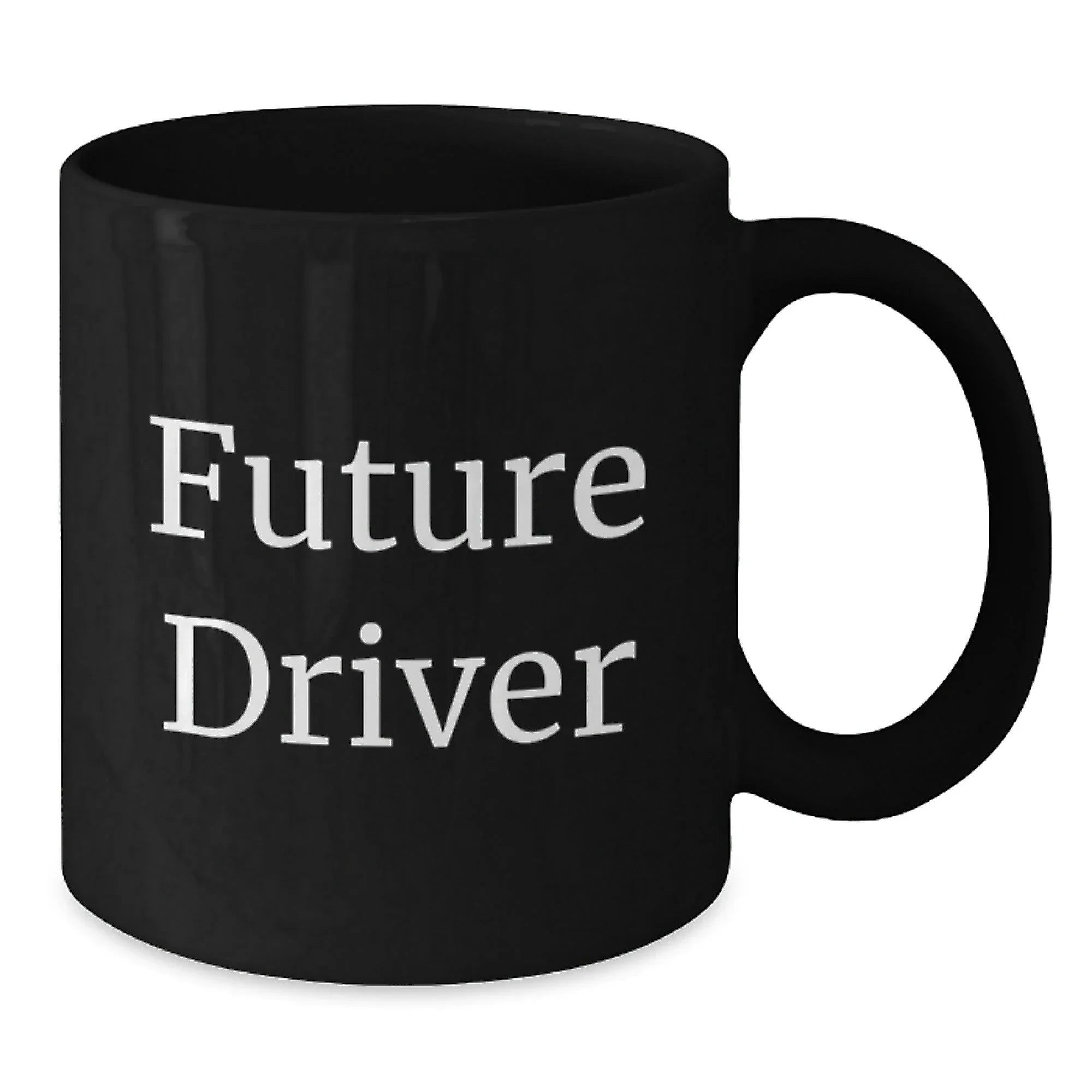 Funny Future Driver Gifts from Family for Driver Black Coffee Mug