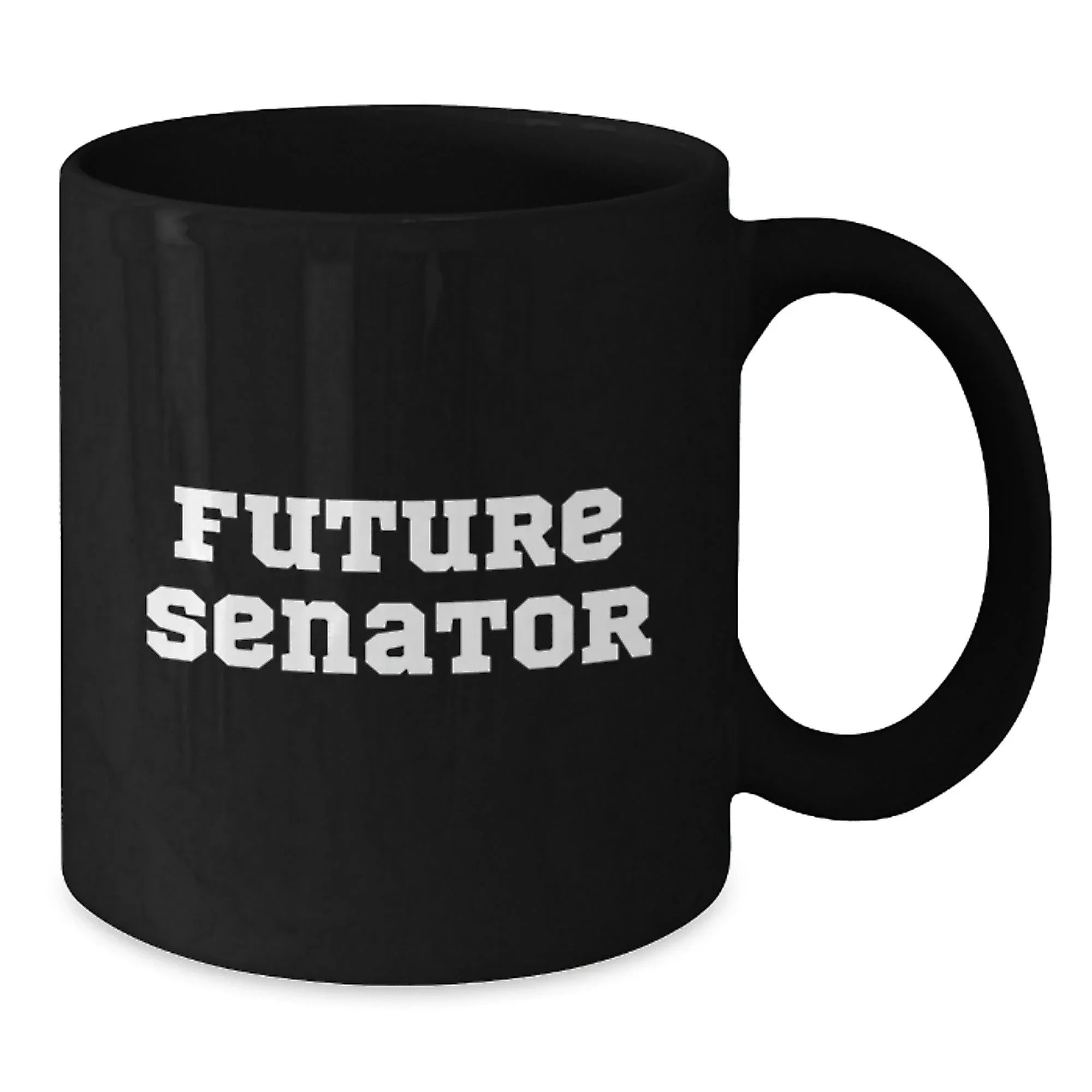 Funny Inspirational Senator Gifts for Men, Women, Friends, and Family - 'Future Senator' Black Coffee Mug - Christmas Unique