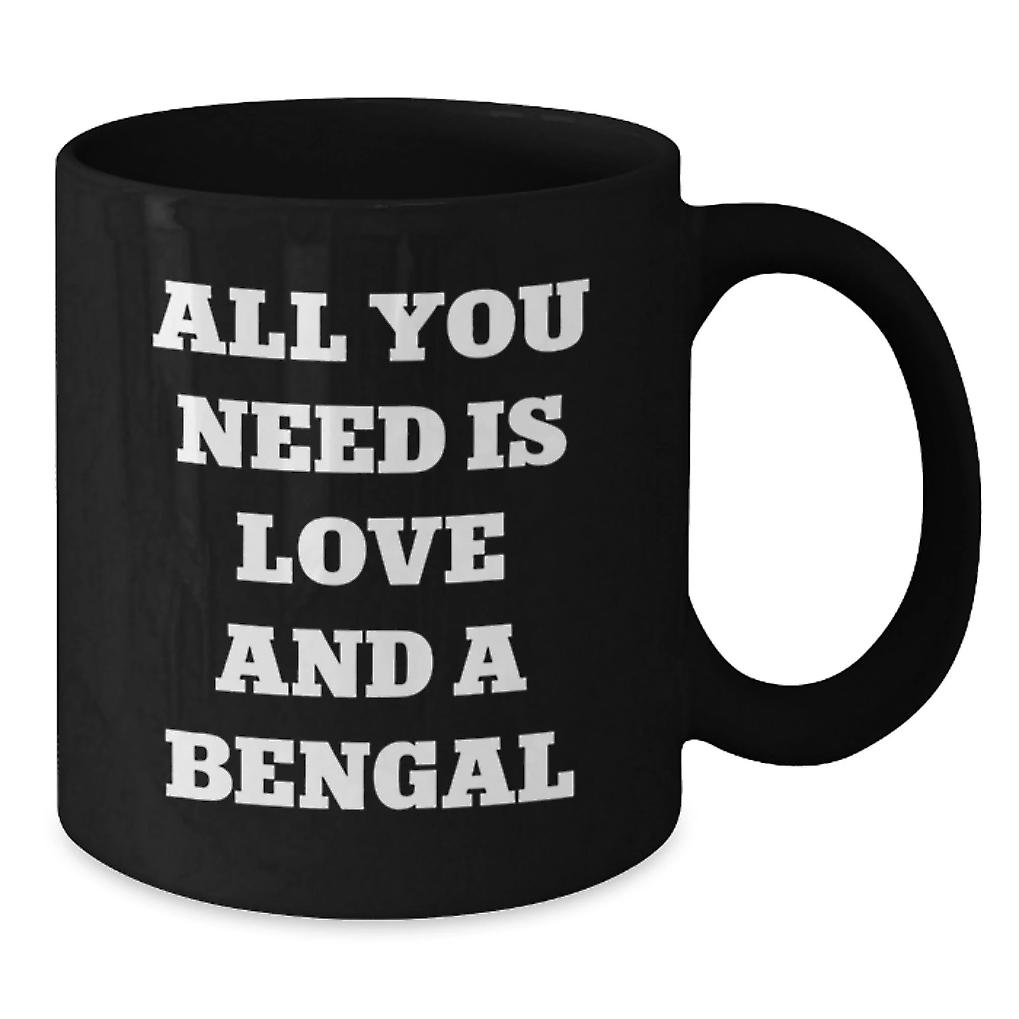 Love Bengal Cat Black Coffee Mug, Unique Valentine's Gifts from Friends for Cat Lovers