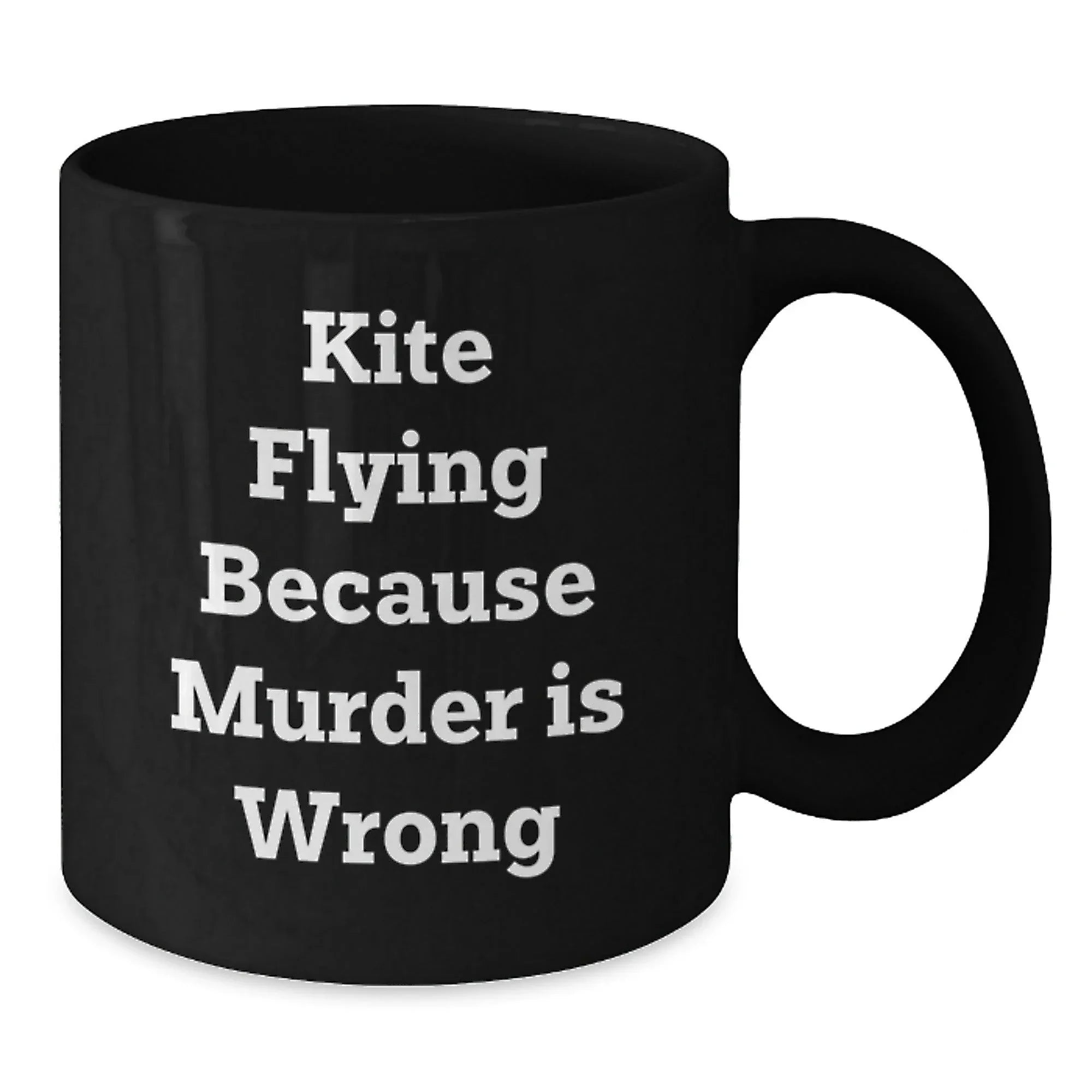 Kite Flying Humor Black Coffee Mug Gifts from Friends for Kite Flying Enthusiasts, Funny Graduation Unique Gifts
