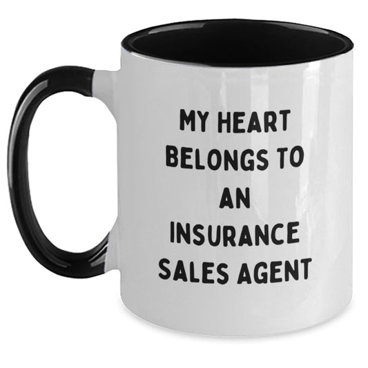 Funny Insurance Sales Agent Gifts for Men, Women, Friends, or Coworkers - My Heart Belongs To An Insurance Sales Agent Two Tone Coffee Mug - Main