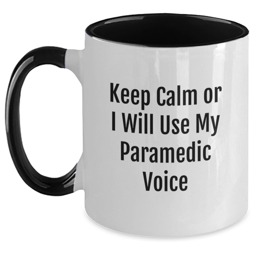 Christmas Gift for Her - Keep Calm Paramedic Voice Two Tone Mug Present - Main