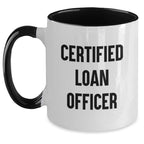 Funny Loan Officer Gifts from Friends for Christmas Unique Mugs - Certified Loan Officer Coffee Mug Set