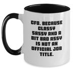 Funny CFO Gifts for Her, Gifts from Women, Two Tone Coffee Mug with Quote 'CFO. Because Classy Sassy And A Bit Fearlessy Is Not An Official Job Title.' for Her, Perfect for Mother's Day - Main
