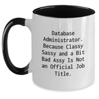 Funny Gifts from Friends to Database Administrator Unique Two Tone Coffee Mug - Graduation Celebration - Main