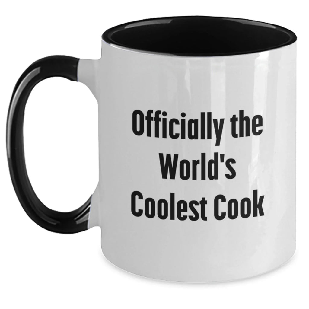 Funny Cook Gifts, Two Tone Coffee Mugs for Him, Officially The World's Coolest Cook Quote, Gifts for Men from Family