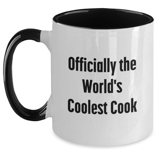 Funny Cook Gifts, Two Tone Coffee Mugs for Him, Officially The World's Coolest Cook Quote, Gifts for Men from Family - Main
