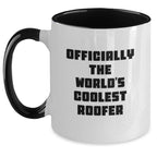 Funny Roofer Gifts from Friends - Gifts for Men - Officially The World's Coolest 'Roofer' Two Tone Coffee Mug, Christmas Unique Gifts