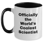 Scientist Gifts: Funny Quote 'Officially The World's Coolest Scientist' on Two Tone Coffee Mug for Graduation, Gifts from Friends, Gifts for Men, Women, Coworkers, Family