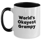 Funny Grampy Gifts, World's Okayest Grampy Two Tone Coffee Mug, Birthday Presents from Men, Women, Family, Friends