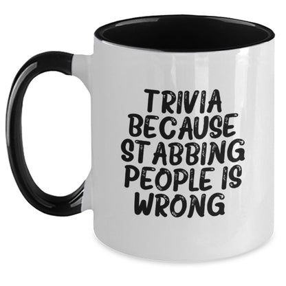 Trivia Fun Mugs, Funny Gifts from Friends for Trivia Enthusiasts on Birthday, Two Tone Coffee Mug with Witty Quote - Main