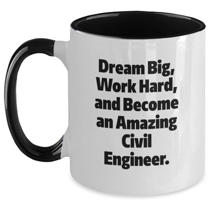 Funny Civil Engineer Gifts for Him, Two Tone Coffee Mug, Inspirational Quote - Dream Big, Gifts from Men to Friends - Perfect Christmas Unique Gifts - Main