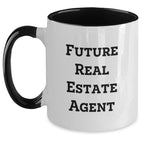 Funny Real Estate Agent Gifts for Friends, Unique Two Tone Coffee Mug with 'Future Real Estate Agent, I'm Buying Houses' Quote, Christmas Unique Gifts from Men