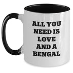 Funny Bengal Cat Two Tone Coffee Mug Gifts from Family for Valentine's - All You Need Is Love And A Bengal