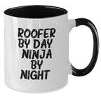Roofer Gifts from Friends, Funny Two Tone Coffee Mugs for Men By Day, Ninja By Night Graduation Unique Gifts