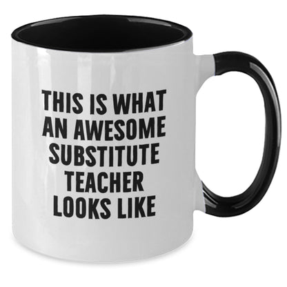 Funny Gifts for Substitute Teachers, This Is What An Awesome Teacher Looks Like Two Tone Coffee Mug, Graduation Unique Gifts from Men, Women, Friends, Coworkers, Family - Additional