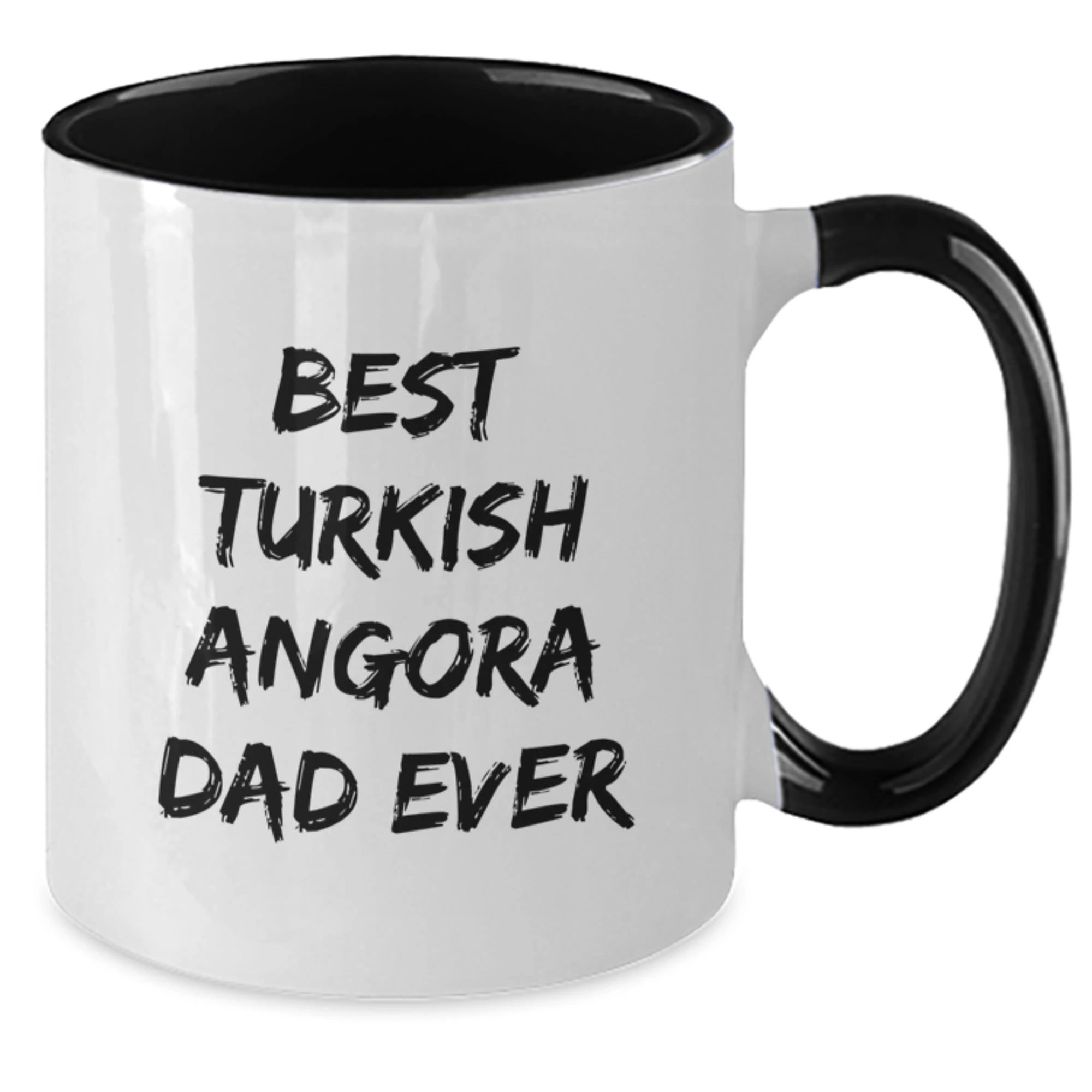 Funny Turkish Angora Cat Gifts for Men from Best Dads Ever, Two Tone Coffee Mug for Graduation, Black and White, Red and White, Navy and White, and Pink and White Options