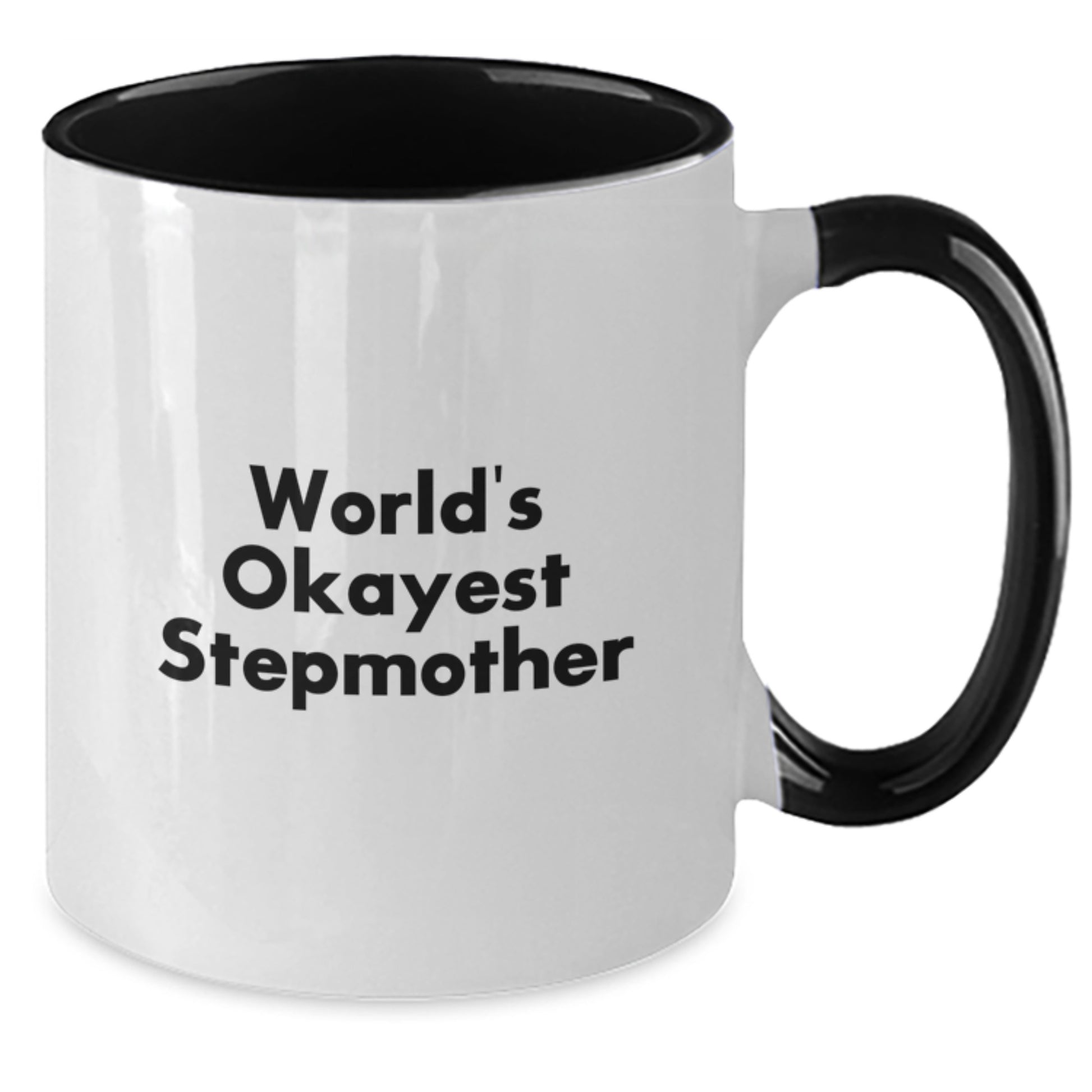 Funny Stepmother Gifts, World's Okayest Stepmother Two Tone Coffee Mug for Birthday, Gifts from Family, Stepmother's Special Day, Unique and Humorous - Additional