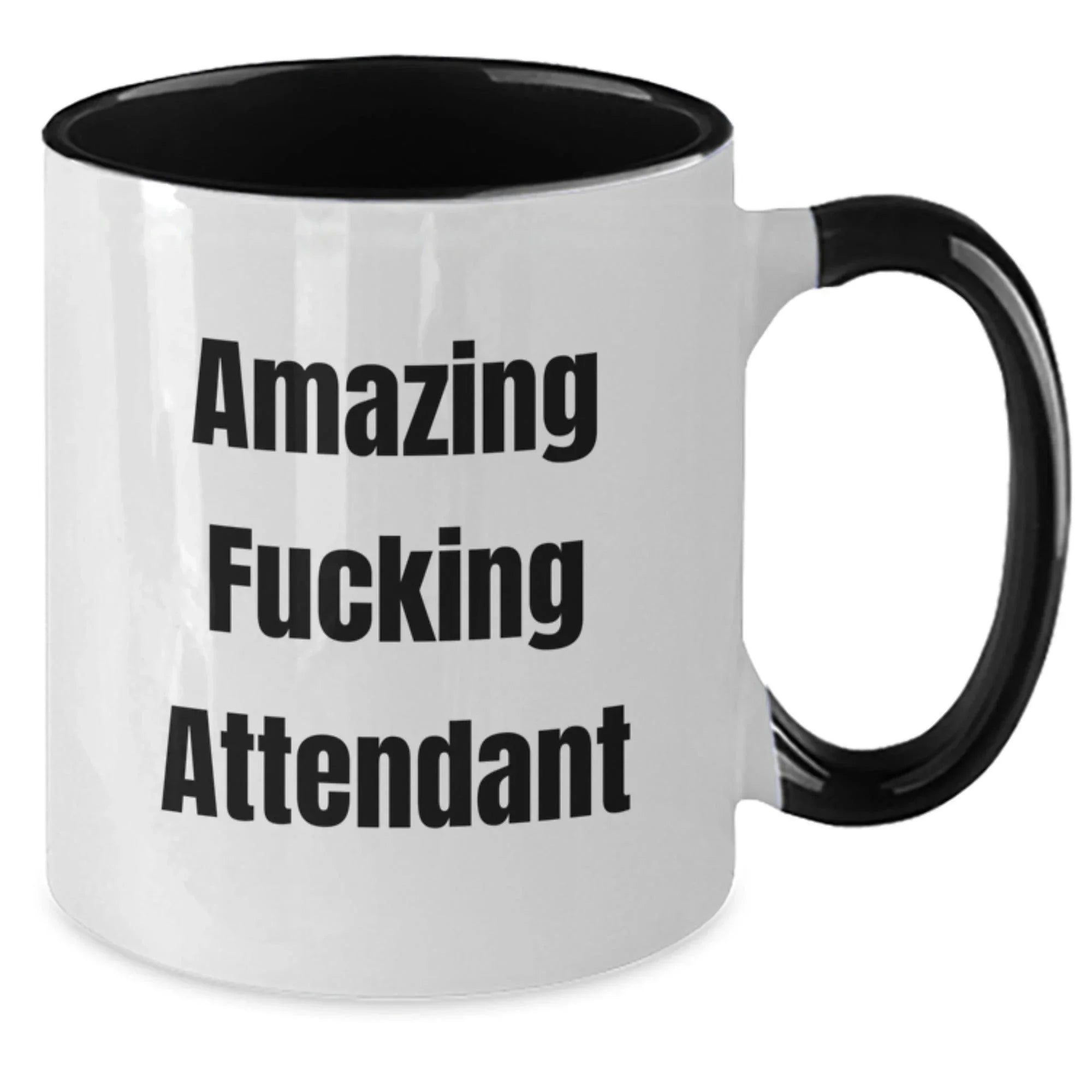 Funny Attendant Gifts from Men to Women, Unique Two Tone Coffee Mugs for Christmas Unique Gifts, Quote: 'Amazing F--king Attendant' with Funny Humor