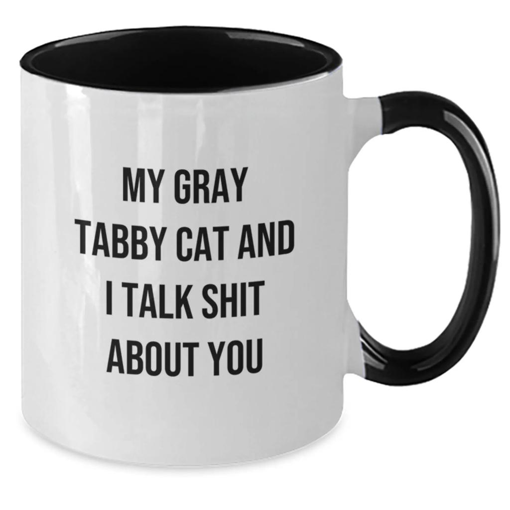 Gray Tabby Cat Keepsake Two Tone Mug for Him Birthday Gift - Additional
