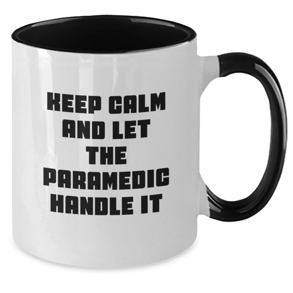 Funny Rescue Worker Gifts from Family and Friends - Keep Calm And Let The Rescue Worker Handle It Two Tone Coffee Mug for Rescue Worker Men and Women on Christmas