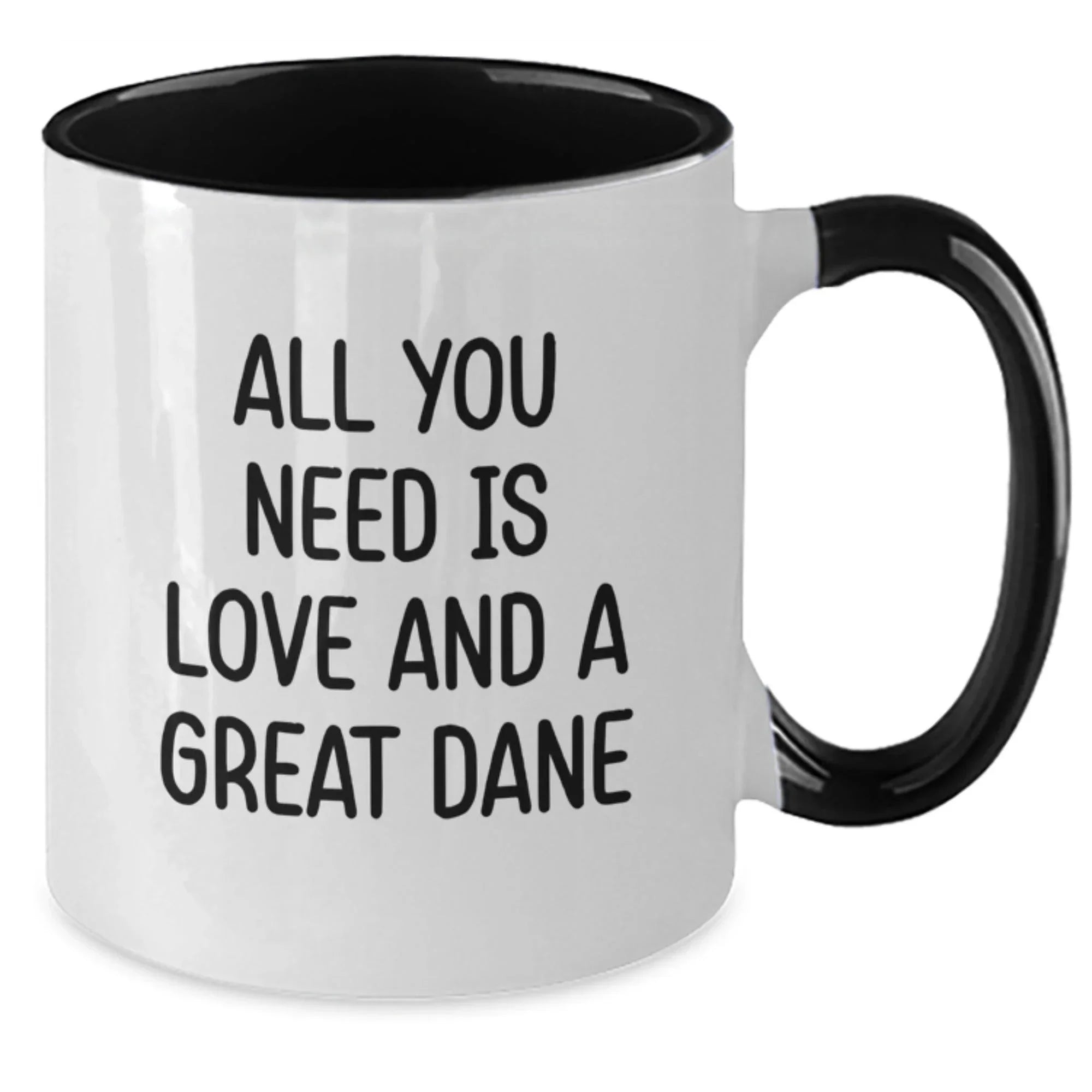 Funny Great Dane Dog Gifts for Men from Friends - All You Need Is Love And A Great Dane Two Tone Coffee Mug, Birthday Unique