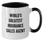 Funny World's Greatest Insurance Sales Agent Gifts for Insurance Sales Agent from Family on Mother's Day Two Tone Coffee Mug - Additional
