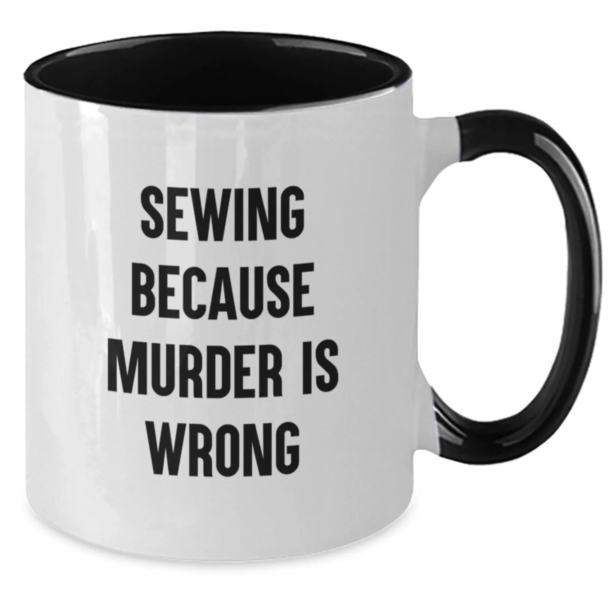 Sewing Gifts for Friends, Funny Two Tone Coffee Mug with Inspirational Quote, Gift from Family for Graduation
