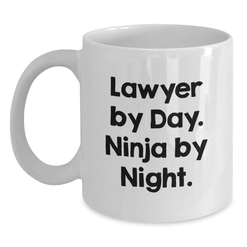 Funny Lawyer Gifts from Men - Lawyer By Day Ninja By Night White Coffee Mug for Lawyer Friends, Graduation Unique Gifts for Men - Main