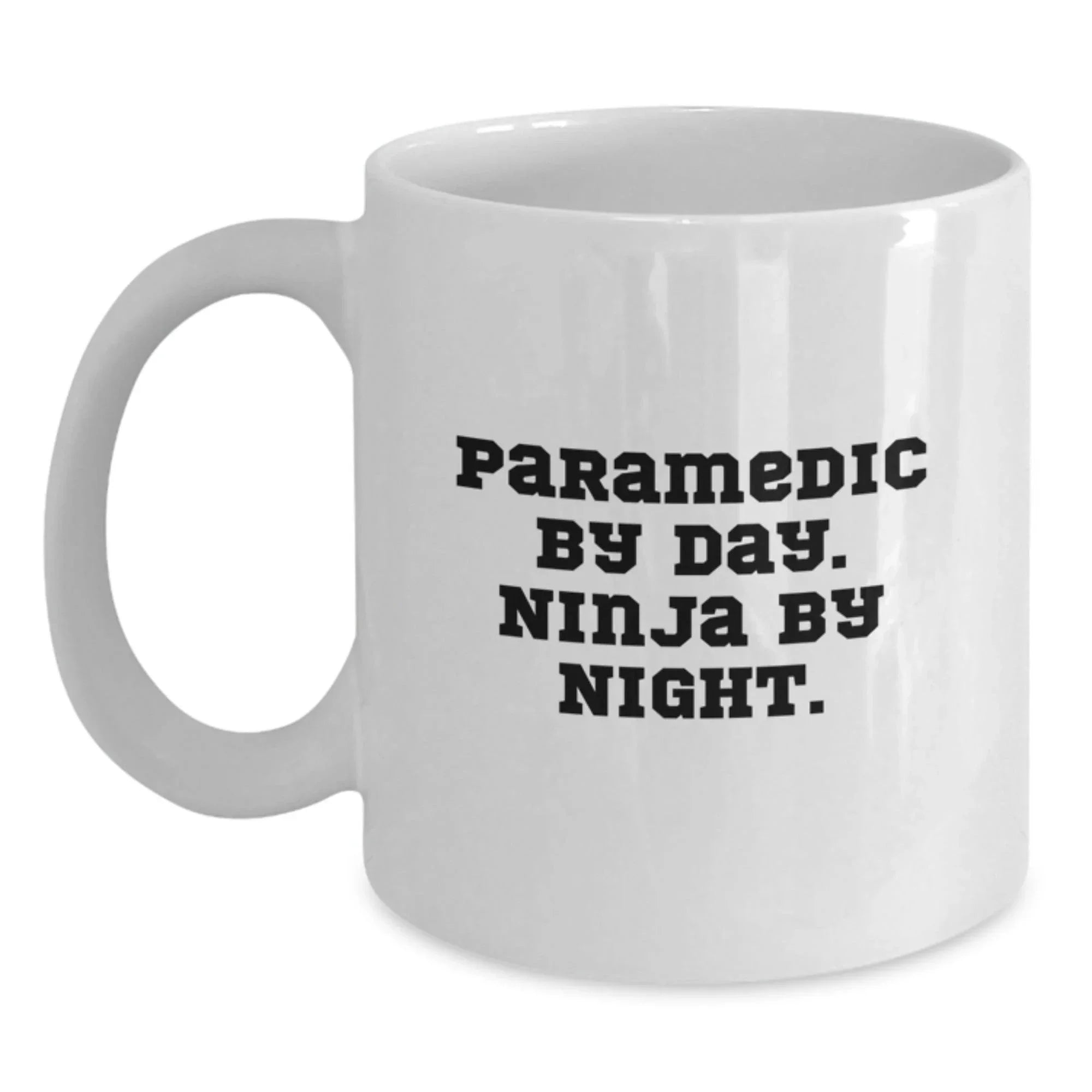 Funny Rescue Worker Gifts for Men - Rescue Worker By Day. Ninja By Night. White Coffee Mug, Unique Christmas Unique Gifts from Friends for Rescue Workers