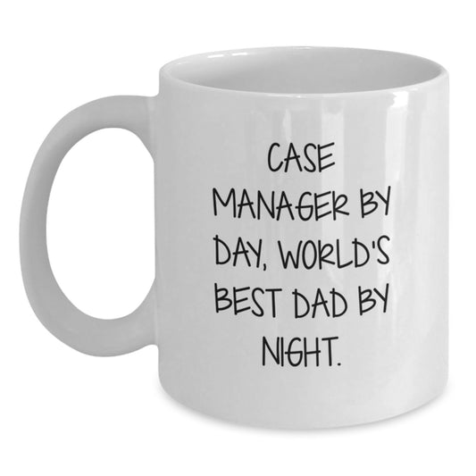 Funny Case Manager Gifts from Mom to World's Best Dad By Night - White Coffee Mug for Graduation - Main
