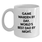 Funny Game Warden Gifts from Family, Unique Christmas Unique Gifts for Game Wardens, World's Best Dad by Night White Coffee Mug