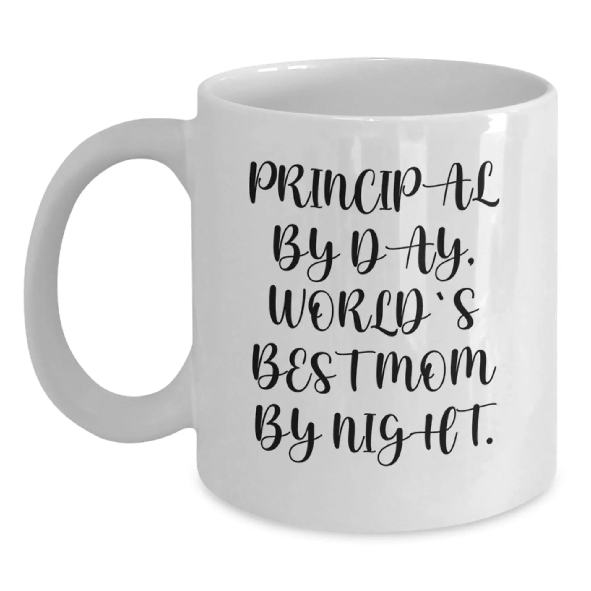 Funny Principal Gifts, Principal By Day, World's Best Mom By Night, White Coffee Mug for Graduation