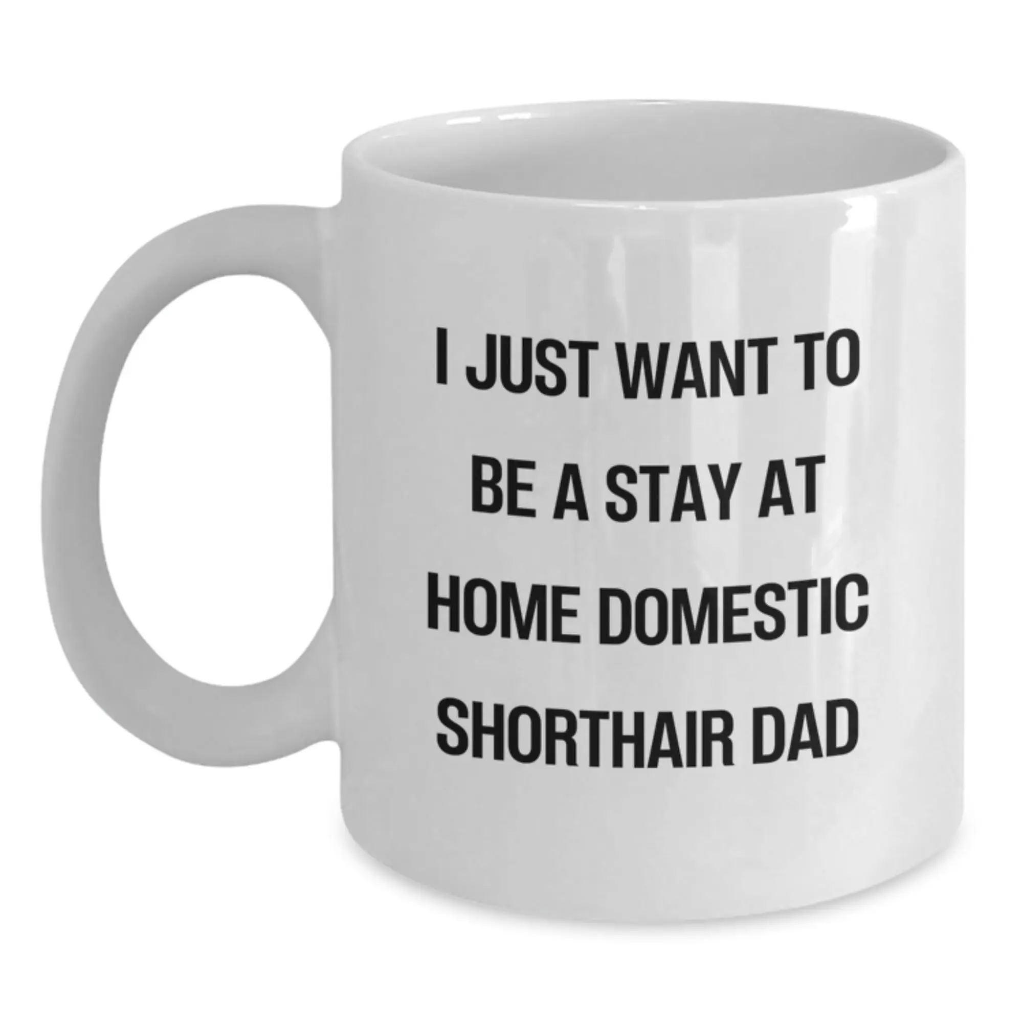 Funny Domestic Shorthair Cat Gifts from Men, Unique Birthday Unique Gifts for Men, White Coffee Mug with 'I Just Want To Be A Stay At Home Domestic Shorthair Dad' - Main