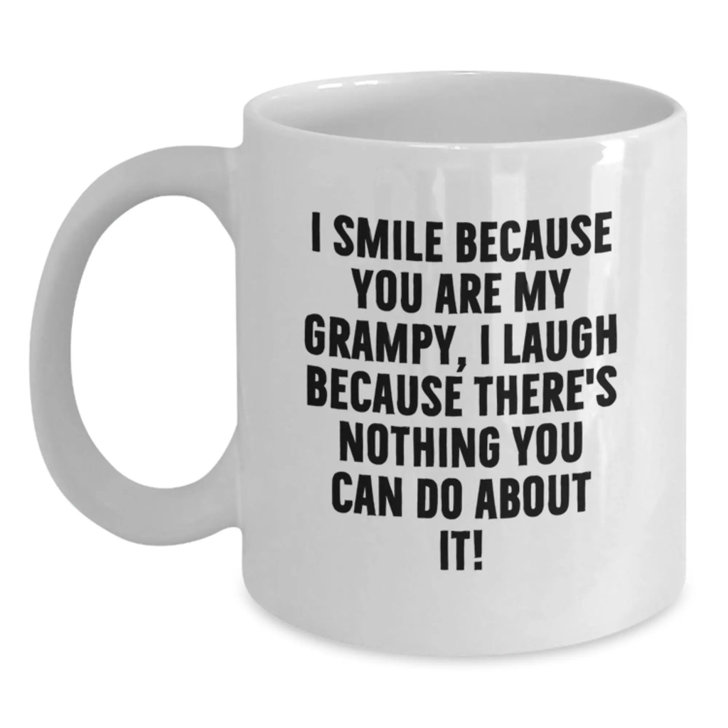 Funny Grampy Gifts, I Smile Because You Are My Grampy, White Coffee Mug for Birthday Unique Gifts from Men to Grampy - Main