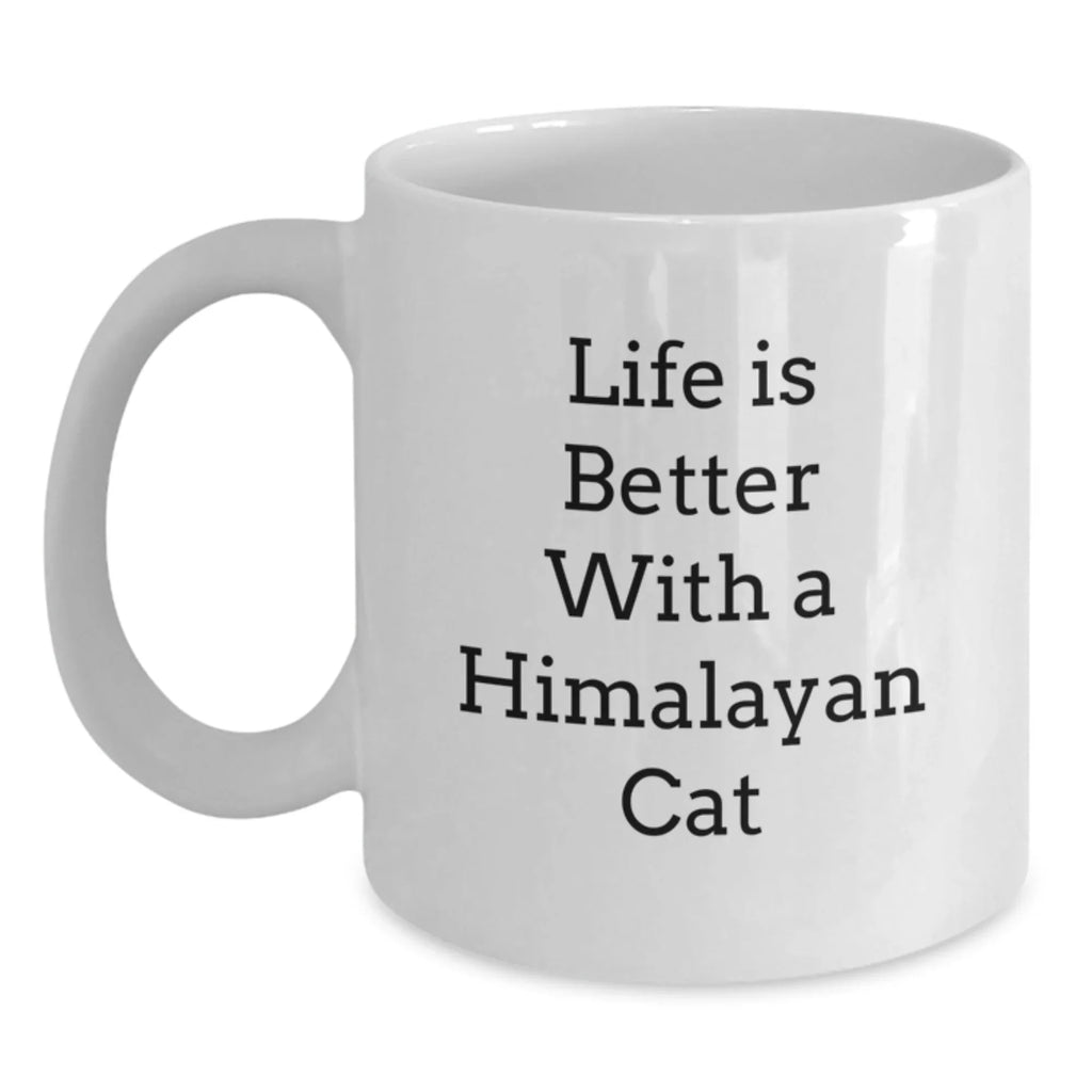 Himalayan Cat Lover Gifts from Men to Friends, Cute White Coffee Mug for Valentine's