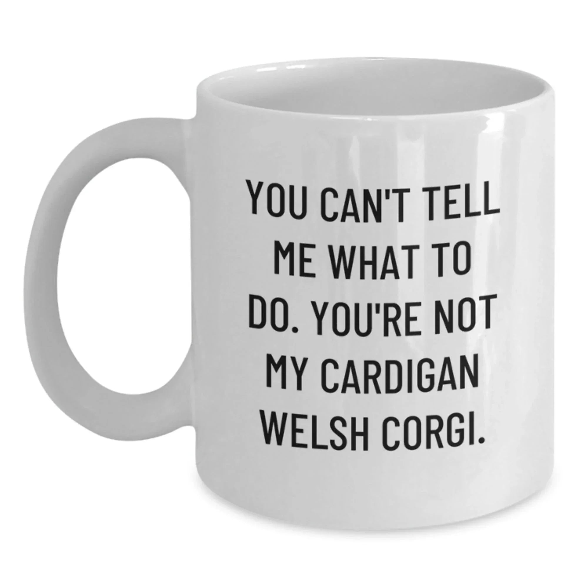 Funny Cardigan Welsh Corgi Dog Gifts for Him from Friends - You Can't Tell Me What To Do, Not My Corgi - White Coffee Mug