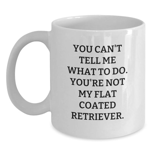 Funny Flat Coated Retriever Dog Gifts for Men from Coworkers - You Can't Tell Me What To Do - White Coffee Mug - Main