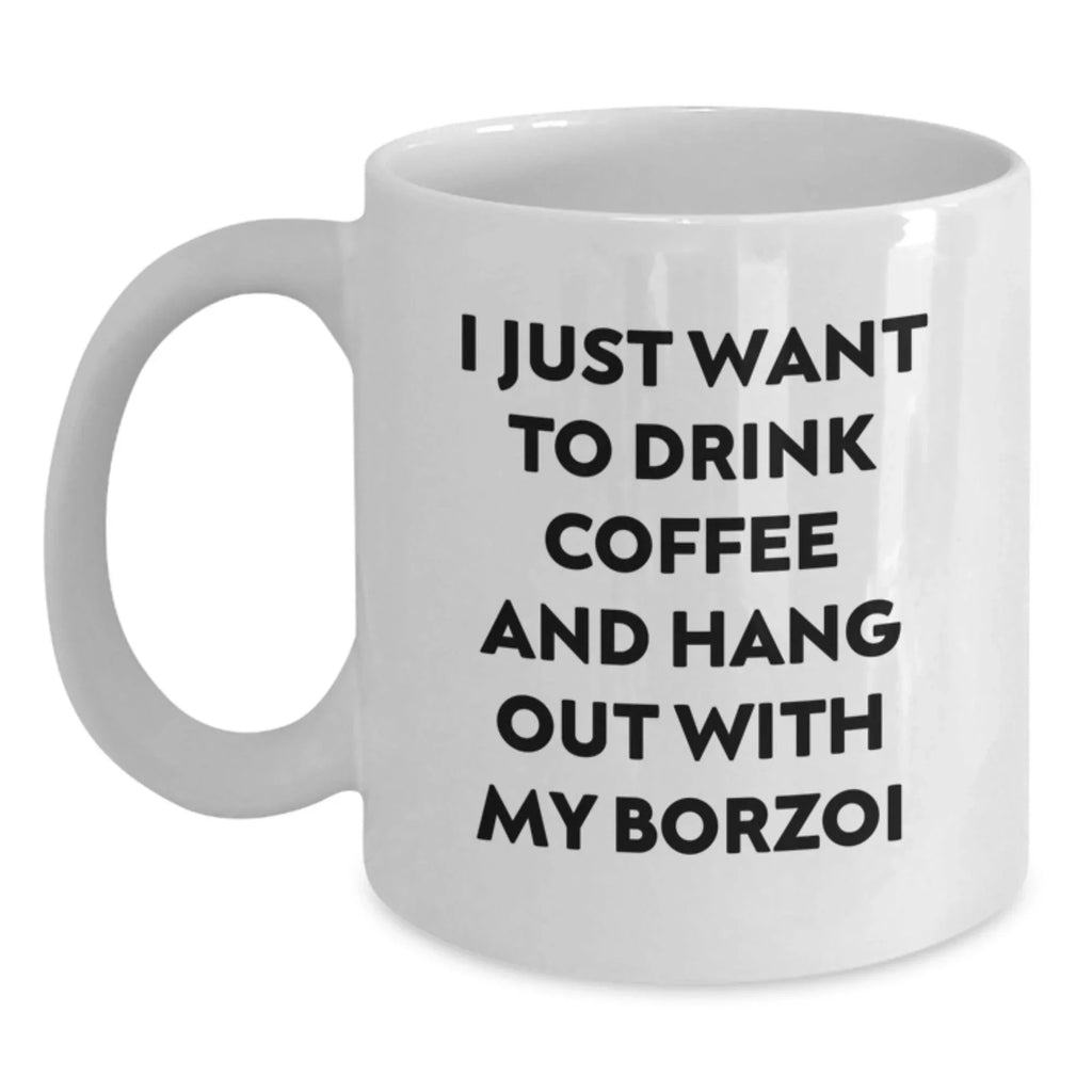 Funny Borzoi Dog White Coffee Mug