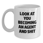 Agent Novelty White Coffee Mug Birthday Gift for Friends With Quote - Main